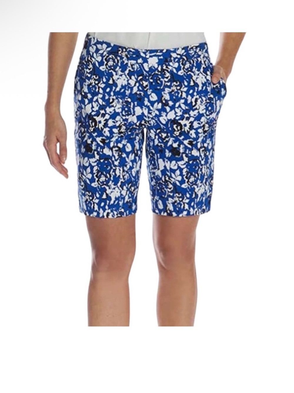 Mario Serrani Blue and White Floral Bermuda Shorts